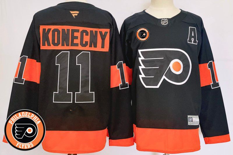 Men Philadelphia Flyers #11 Konecny Black Fanatics 2025 NHL Jersey style 2